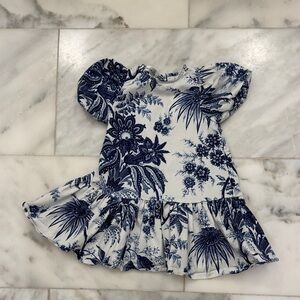 Cara Cara Navy and White Floral Kids Dress